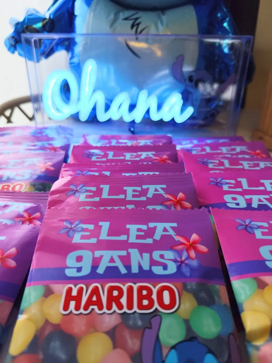 Sachets de bonbons personnalisés sous le néon Ohana